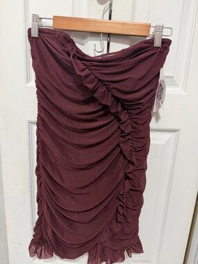 Target Burgundy Ruched Bodycon Skirt